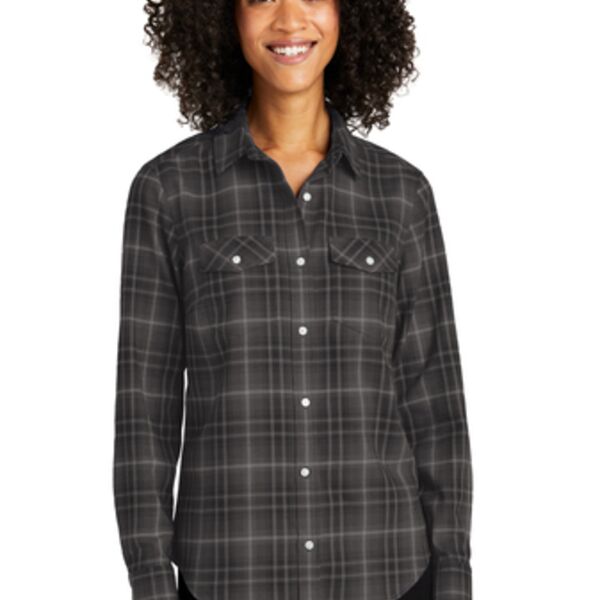 Women's Long Sleeve Ombre Plaid Shirt Thumbnail