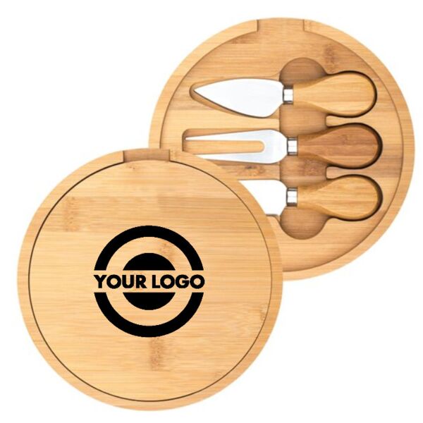 Mini Bamboo Cheese Board Knife Set Thumbnail