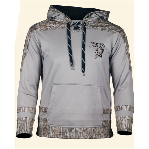 Men's Grey with Mossy Oak Bottomlands Camo Hoodie Thumbnail