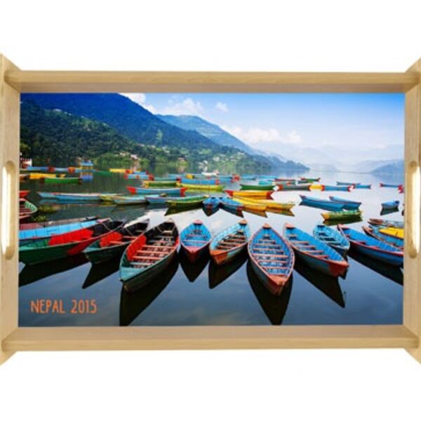 Wood Serving Tray Natural Finish Thumbnail