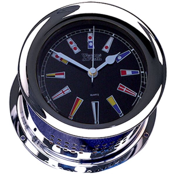 Chrome Plated Atlantis Quartz Clock, Black Dial w/ Color Flags Thumbnail