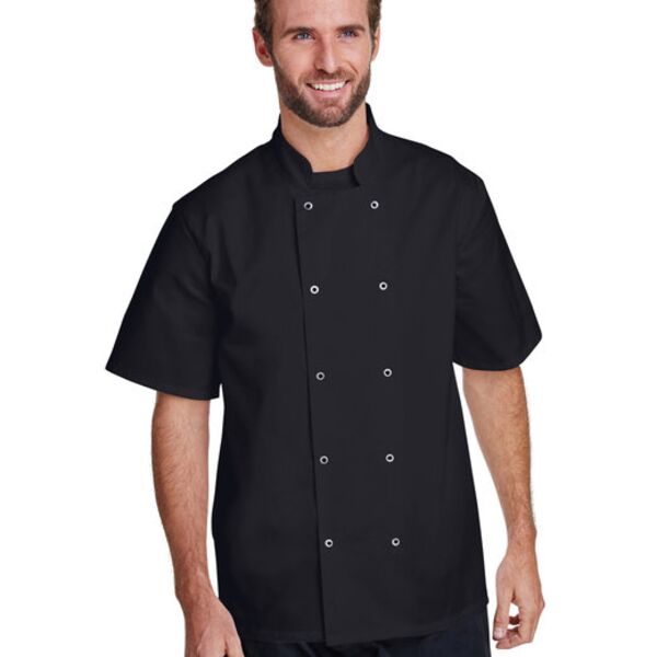Unisex Studded Front Short-Sleeve Chef's Coat Thumbnail